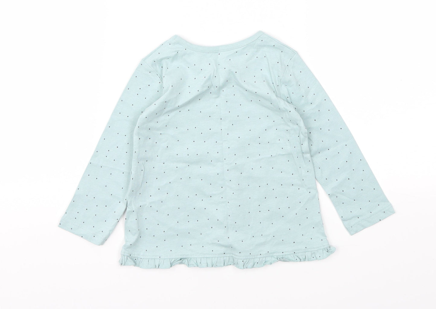 George Girls Blue Polka Dot  Basic T-Shirt Size 9-12 Months