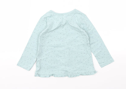 George Girls Blue Polka Dot  Basic T-Shirt Size 9-12 Months