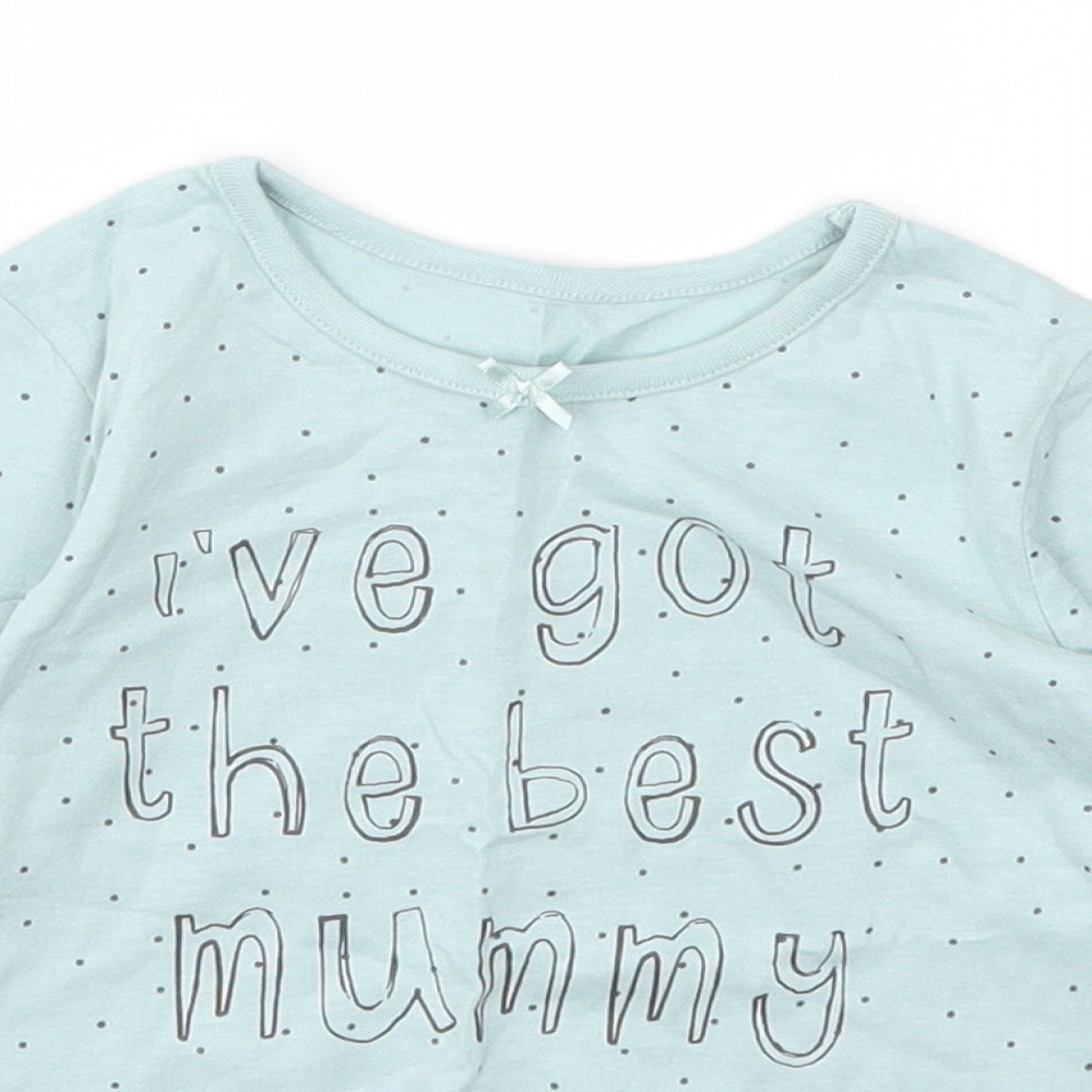 George Girls Blue Polka Dot  Basic T-Shirt Size 9-12 Months