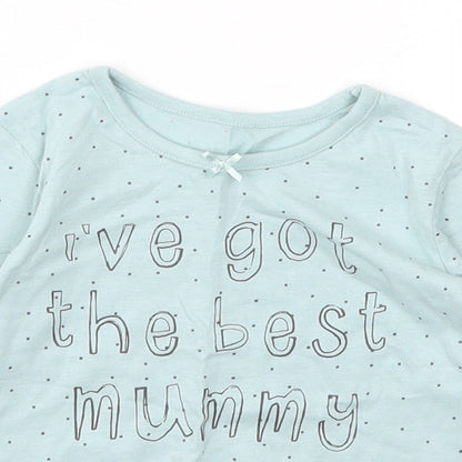 George Girls Blue Polka Dot  Basic T-Shirt Size 9-12 Months