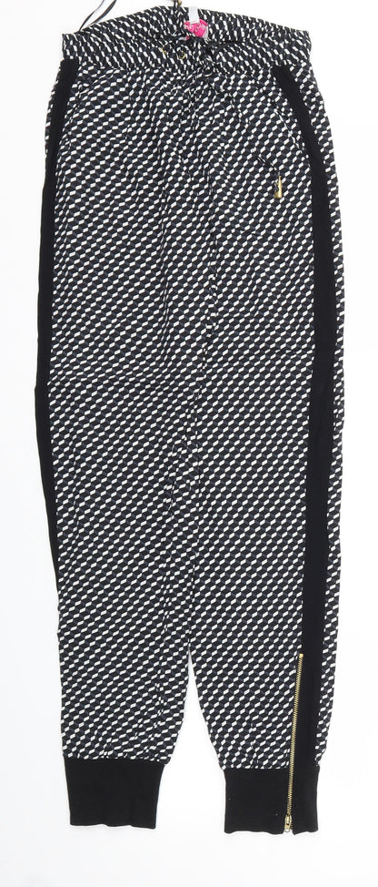 be beau Womens Black Argyle/Diamond  Trousers  Size 8 L29 in - Stretch waistband