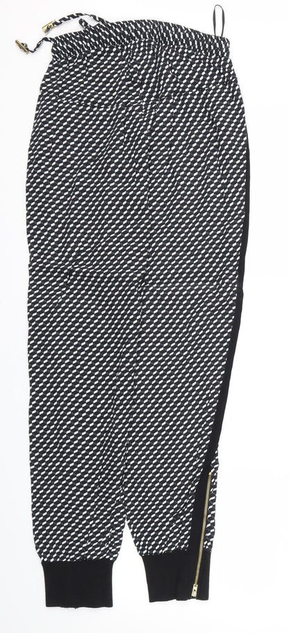 be beau Womens Black Argyle/Diamond  Trousers  Size 8 L29 in - Stretch waistband