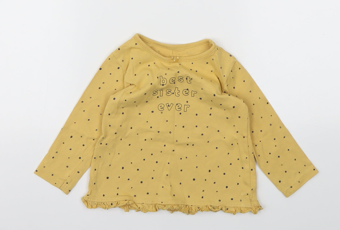 George Girls Yellow Spotted  Basic T-Shirt Size 9-12 Months