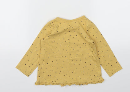 George Girls Yellow Spotted  Basic T-Shirt Size 9-12 Months