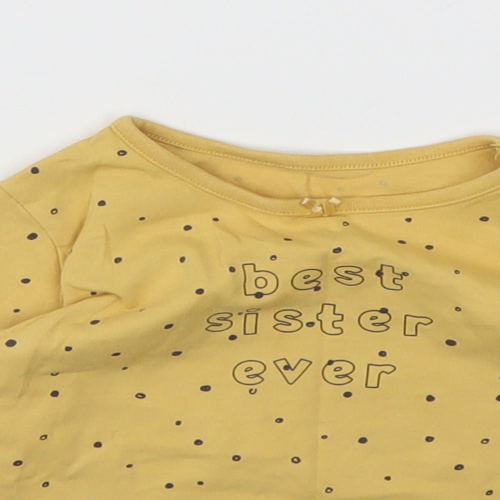 George Girls Yellow Spotted  Basic T-Shirt Size 9-12 Months