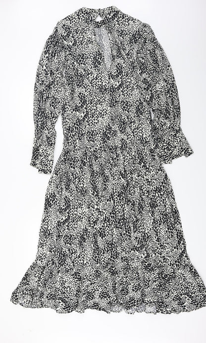 Topshop  Womens White Animal Print  A-Line  Size 6