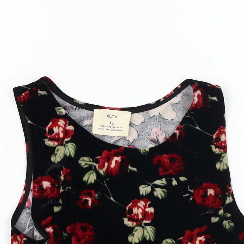 Womens UK Size XS Pins & Needles Black Basic T-Shirt