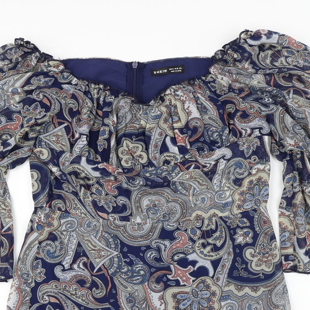 SheIn  Womens Blue Floral  A-Line  Size M
