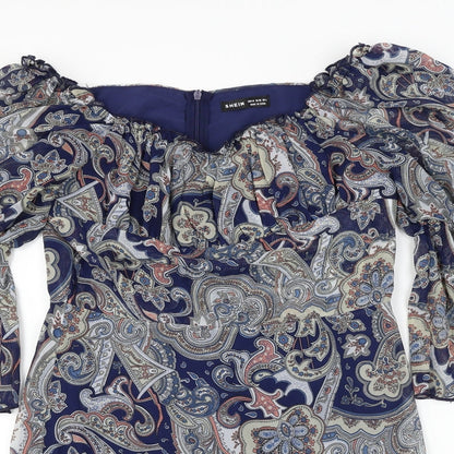 SheIn  Womens Blue Floral  A-Line  Size M
