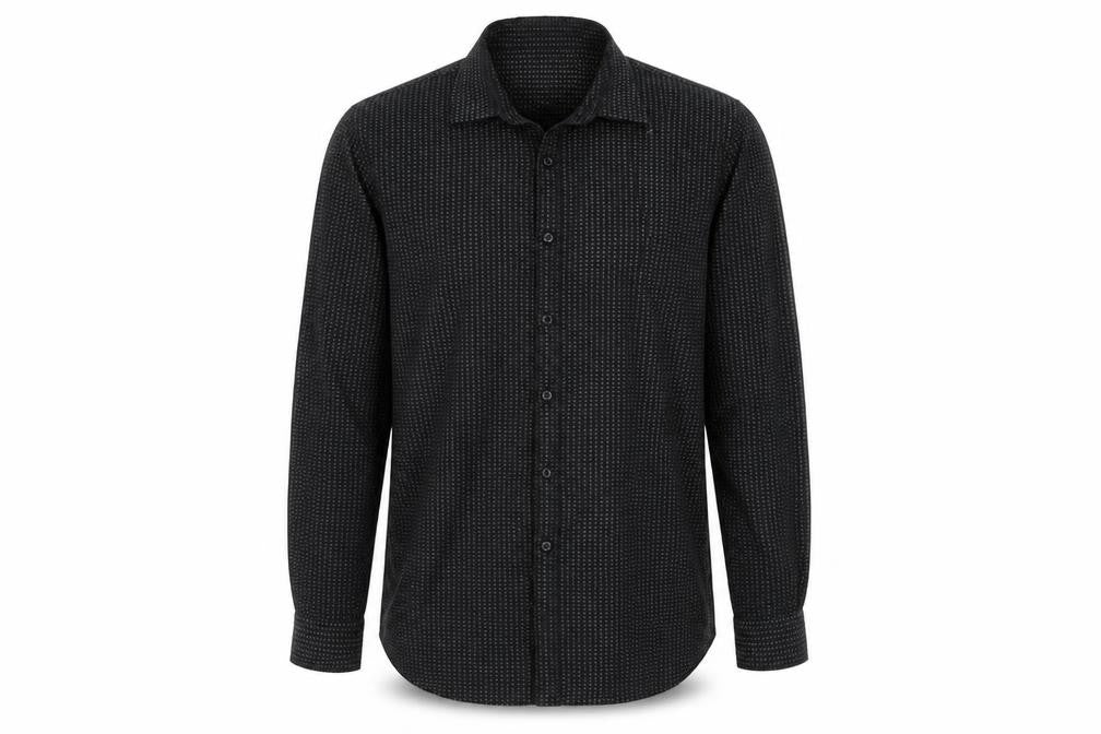 Mens UK Size L Dressmann Black  Button-Up Long Sleeve Casual Shirt
