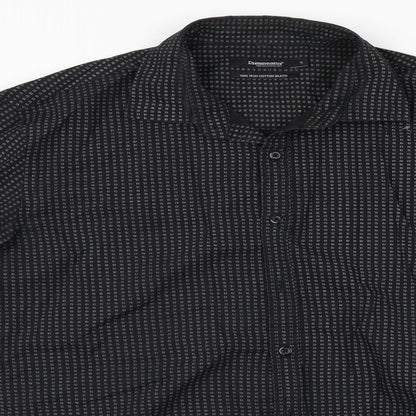 Mens UK Size L Dressmann Black  Button-Up Long Sleeve Casual Shirt
