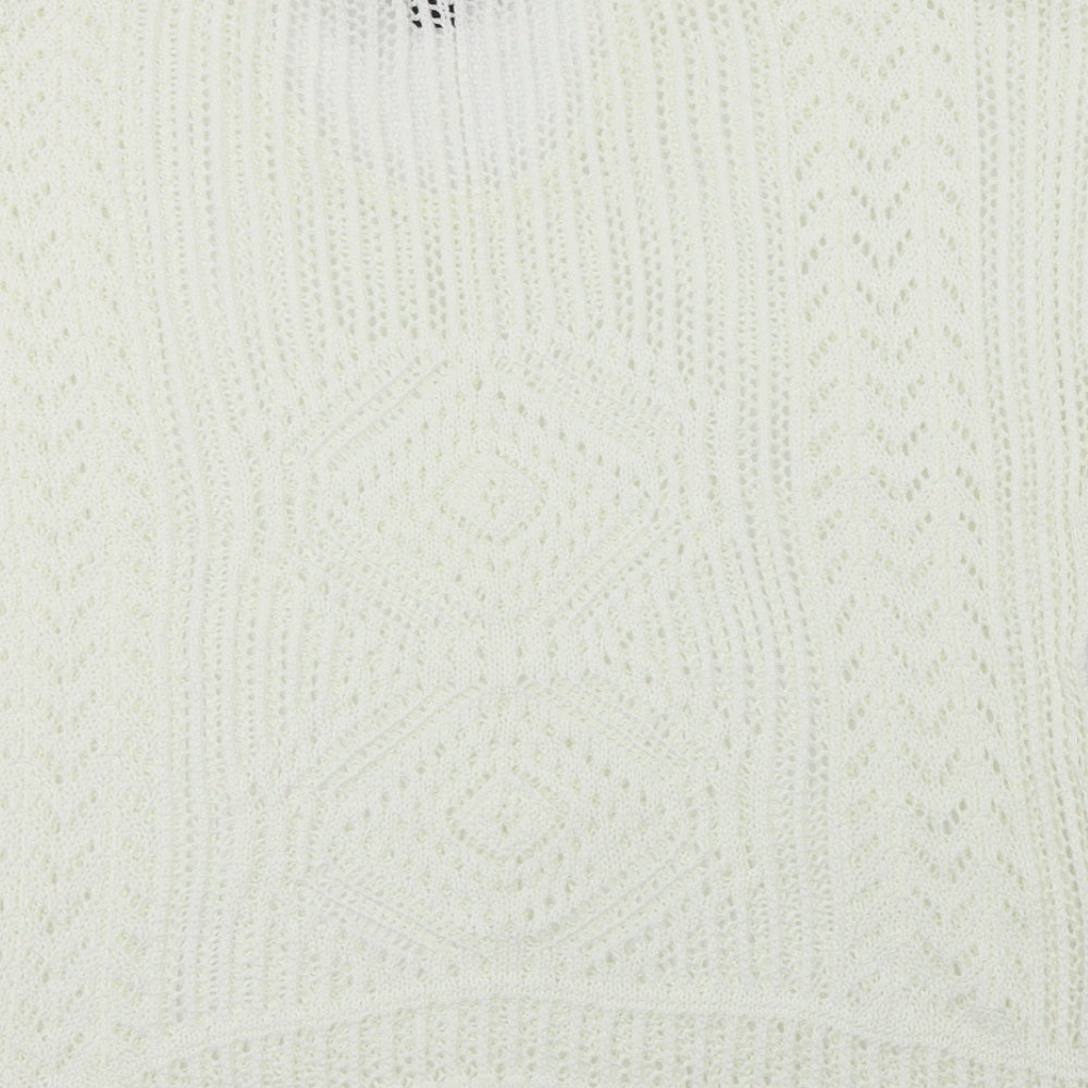 Brand and care label for Atmosphere women’s ivory jumper, size S