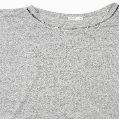 Close-up detail of Papaya women’s grey jumper, size XL
