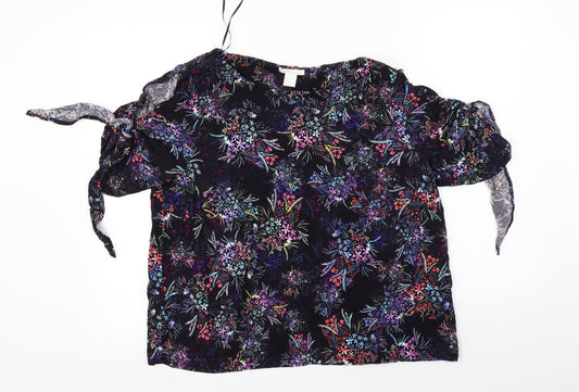 Womens UK Size 14 H&M Black Basic Blouse