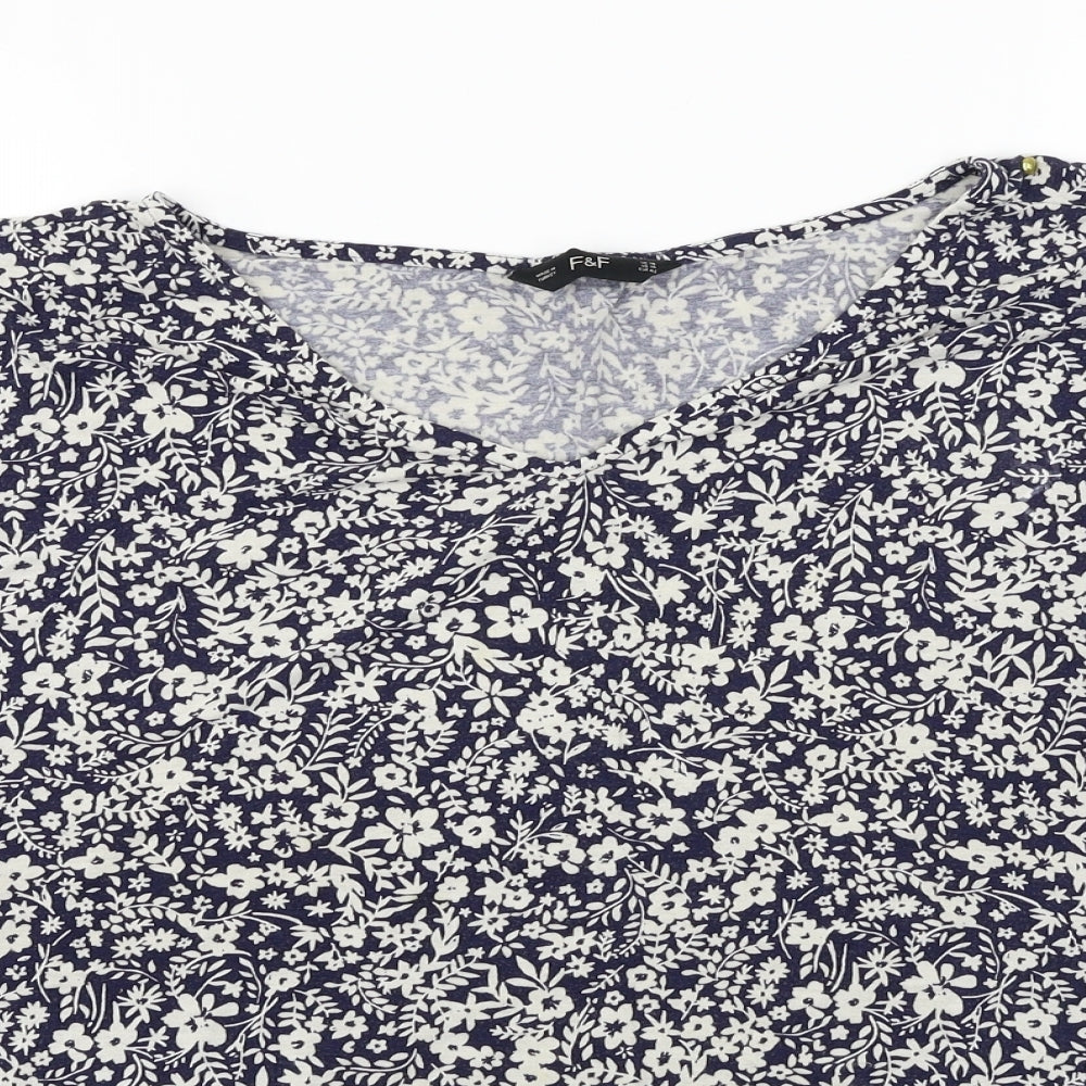 F&F Womens Blue Floral  Basic Blouse Size 18