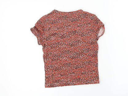 Womens UK Size 6 Topshop Red Basic T-Shirt