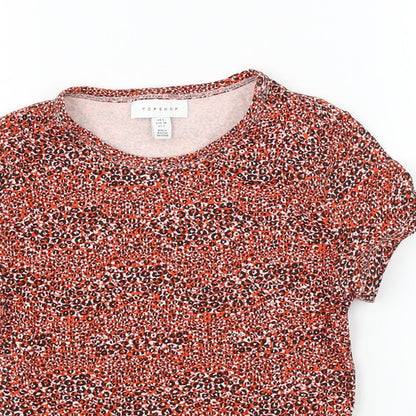 Womens UK Size 6 Topshop Red Basic T-Shirt