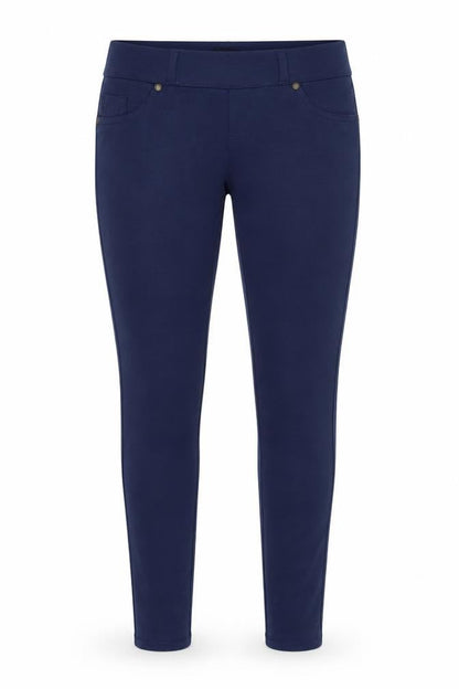 Front view of BYOU women’s blue trousers, size UK 12, 28-inch leg