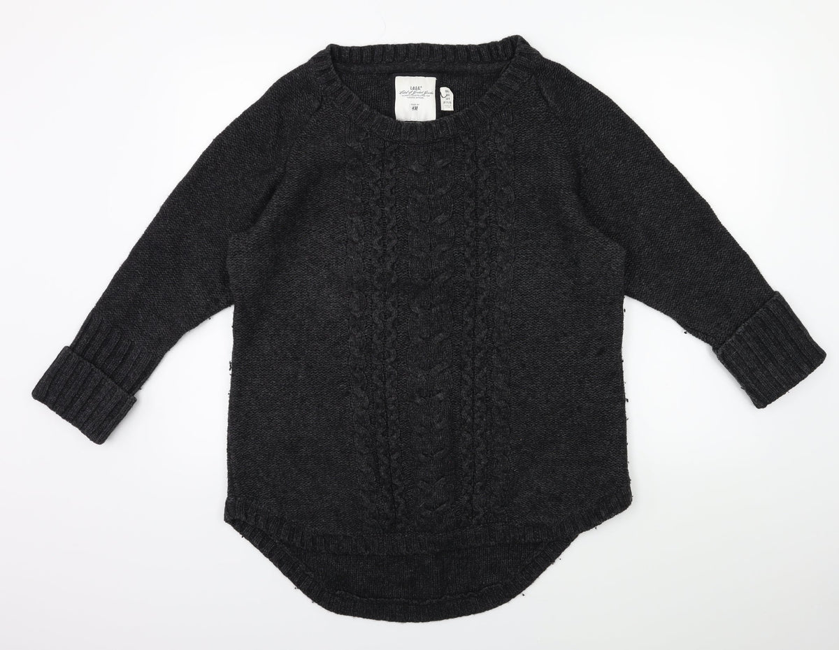 Additional front view of H&M women’s green knit jumper, size M