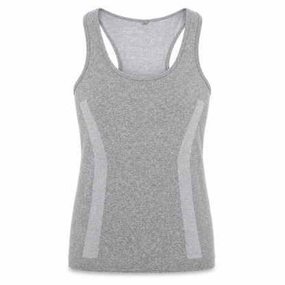 Front view of WorkOut women’s grey basic tank, size UK 6