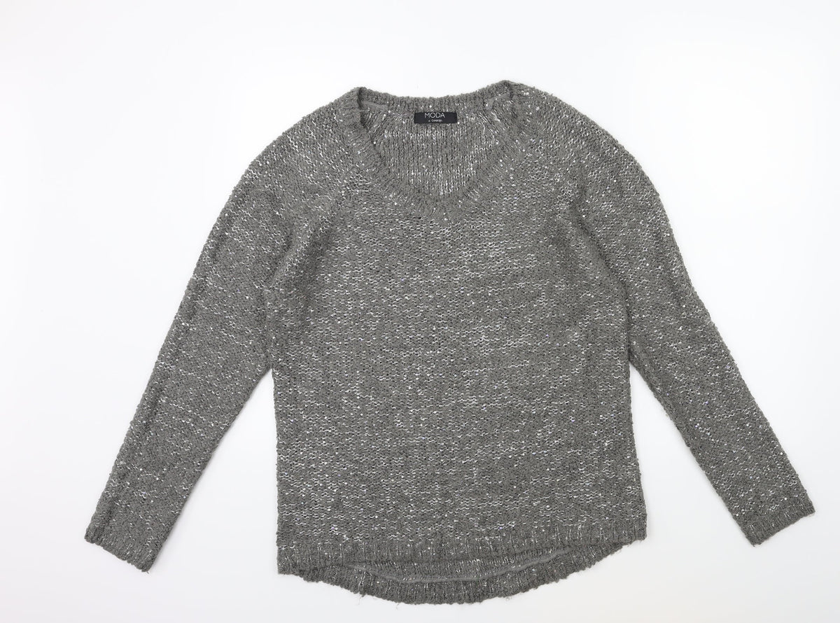 Additional front view of George women’s grey knit jumper, size UK 14