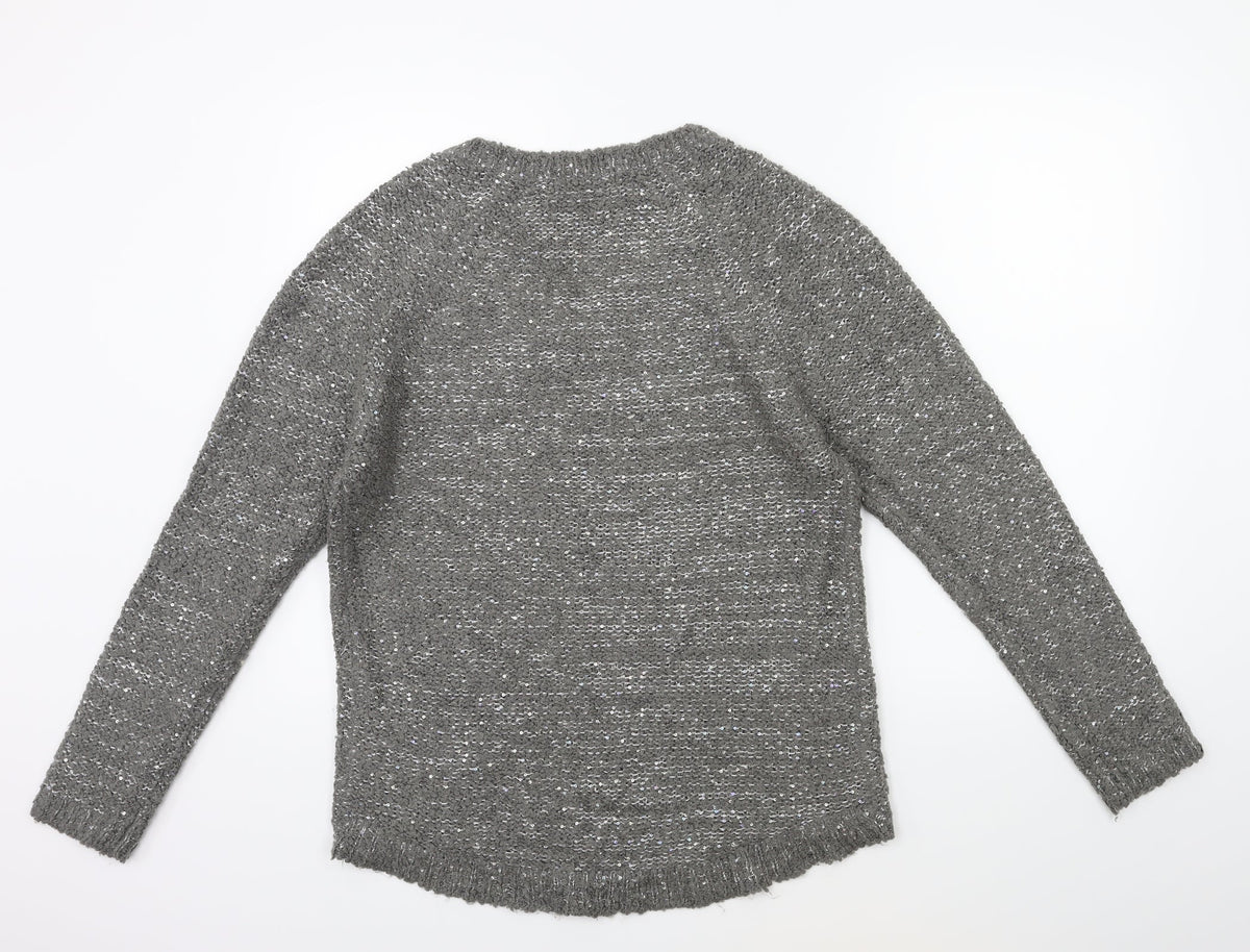 Back view of George women’s grey knit jumper, size UK 14