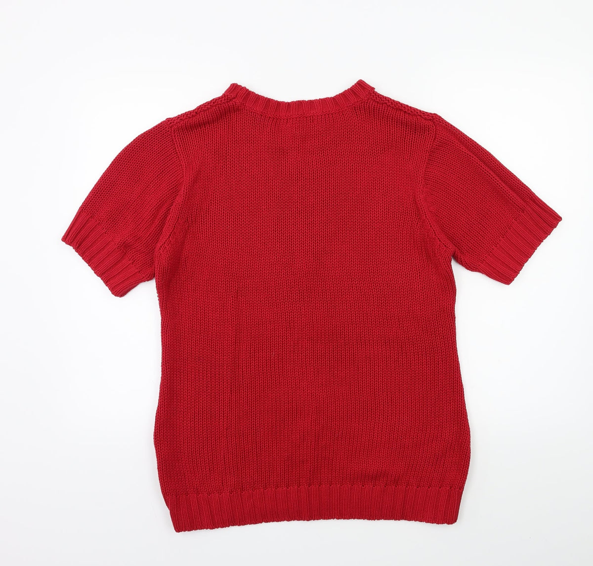 Back view of M&Co women’s red knit jumper, size XL