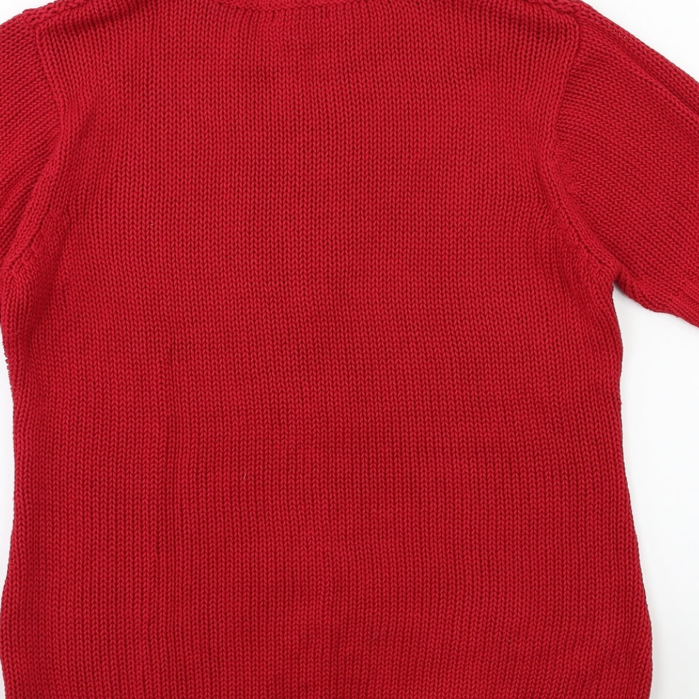 Brand and care label for M&Co women’s red knit jumper, size XL