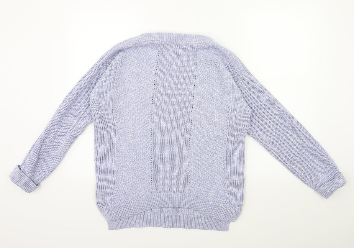Front view of Marks & Spencer women’s blue knit jumper, size M