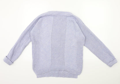 Front view of Marks & Spencer women’s blue knit jumper, size M