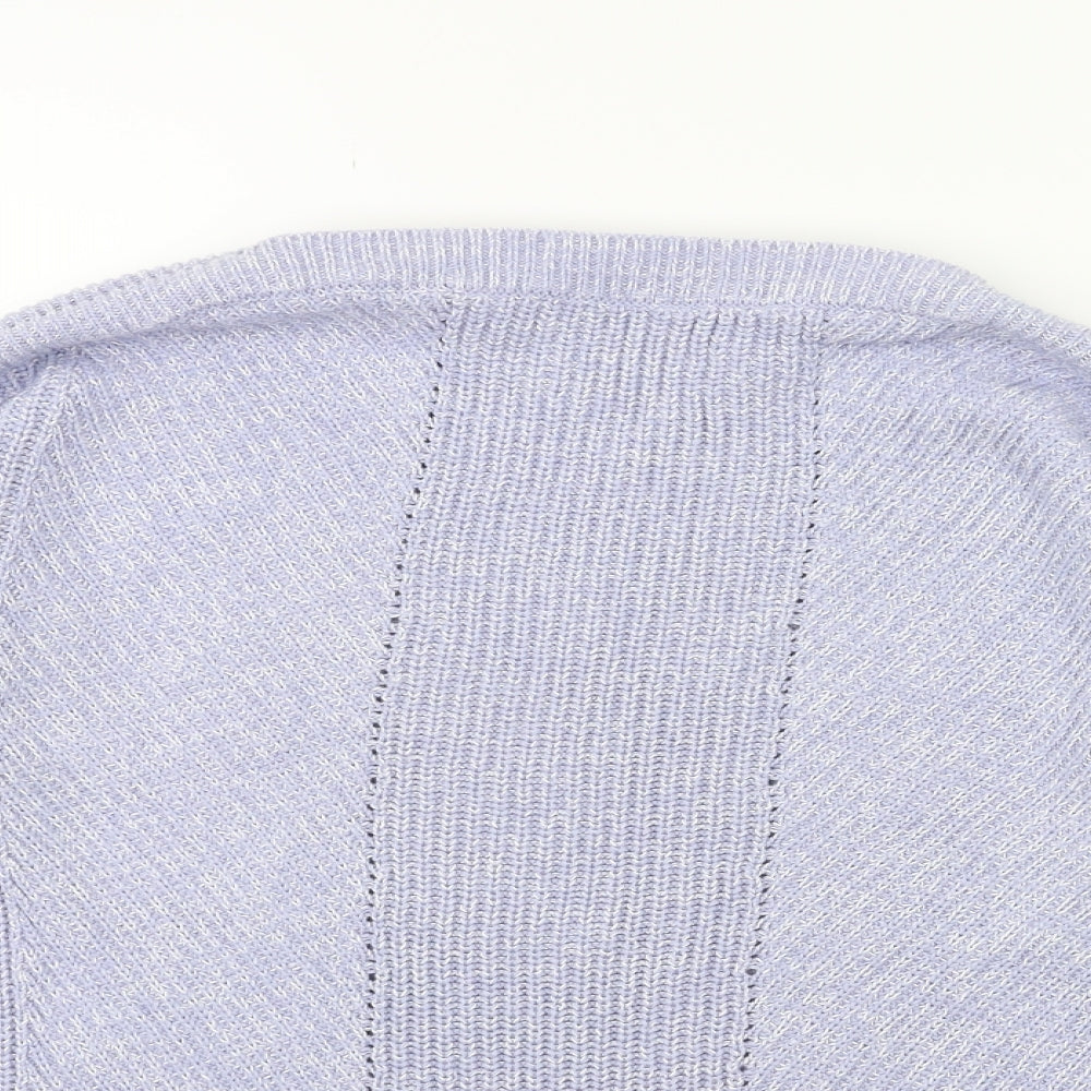 Close-up detail of Marks & Spencer women’s blue knit jumper, size M