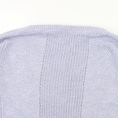 Close-up detail of Marks & Spencer women’s blue knit jumper, size M