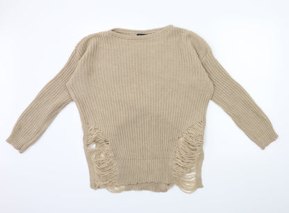 Additional front view of Preworn women’s beige knit jumper, size M