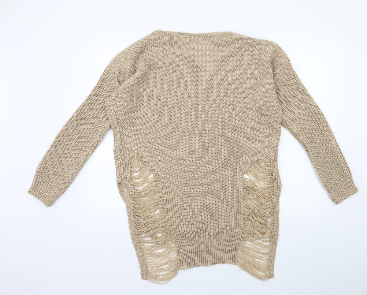 Back view of Preworn women’s beige knit jumper, size M