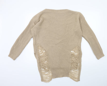 Back view of Preworn women’s beige knit jumper, size M