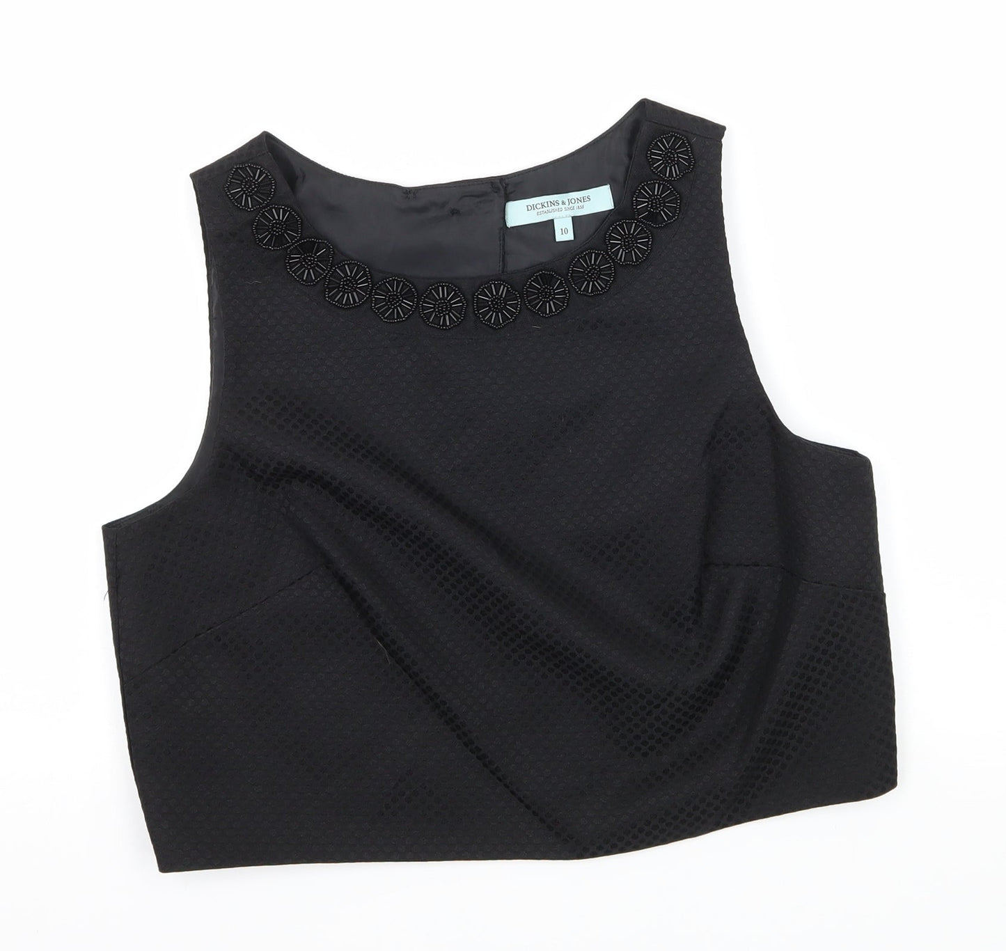 Dickins & Jones  Womens Black  Satin Basic Blouse Size 10  - open back