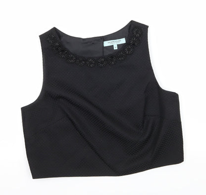 Dickins & Jones  Womens Black  Satin Basic Blouse Size 10  - open back