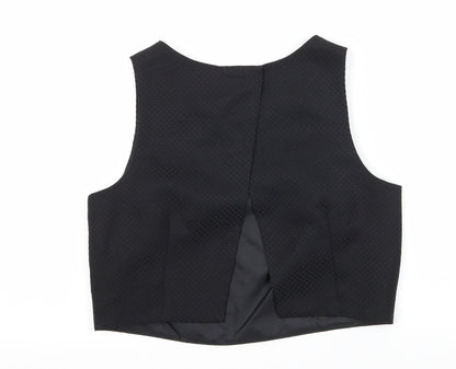 Dickins & Jones  Womens Black  Satin Basic Blouse Size 10  - open back