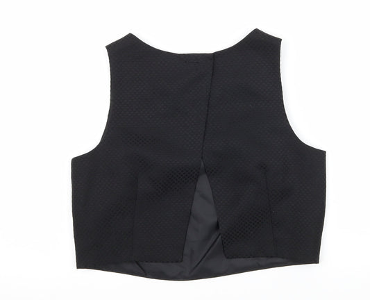 Dickins & Jones  Womens Black  Satin Basic Blouse Size 10  - open back