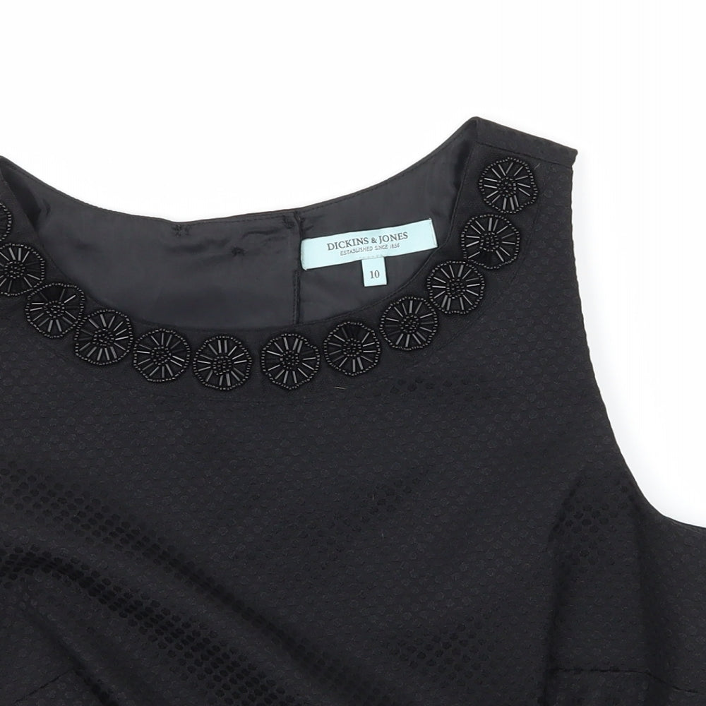 Dickins & Jones  Womens Black  Satin Basic Blouse Size 10  - open back