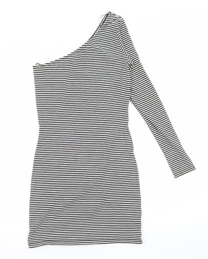 George Womens Black Striped Jersey Ball Gown  Size 8