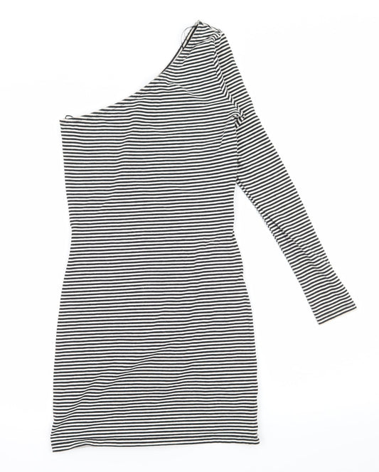 George Womens Black Striped Jersey Ball Gown  Size 8