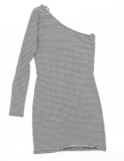 George Womens Black Striped Jersey Ball Gown  Size 8