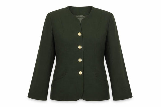 Front view of Gina women’s green jacket, size UK 12