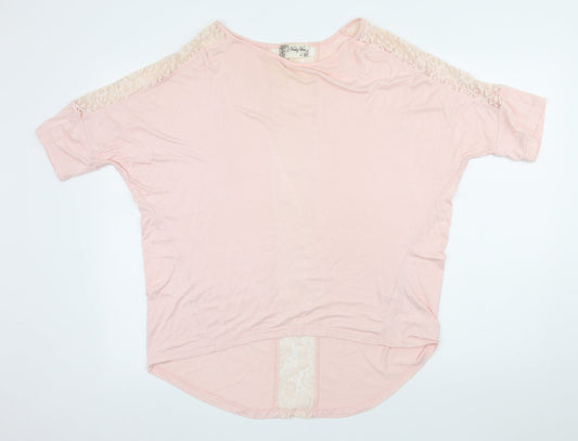 Womens UK Size M Voulez-Vous Pink Basic T-Shirt