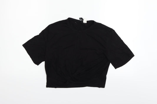 Womens UK Size L Divided Black Basic T-Shirt