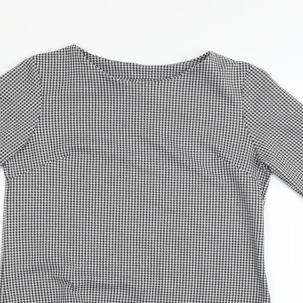 vivi fashion Womens Black Check  Fit & Flare  Size M