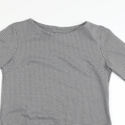 vivi fashion Womens Black Check  Fit & Flare  Size M