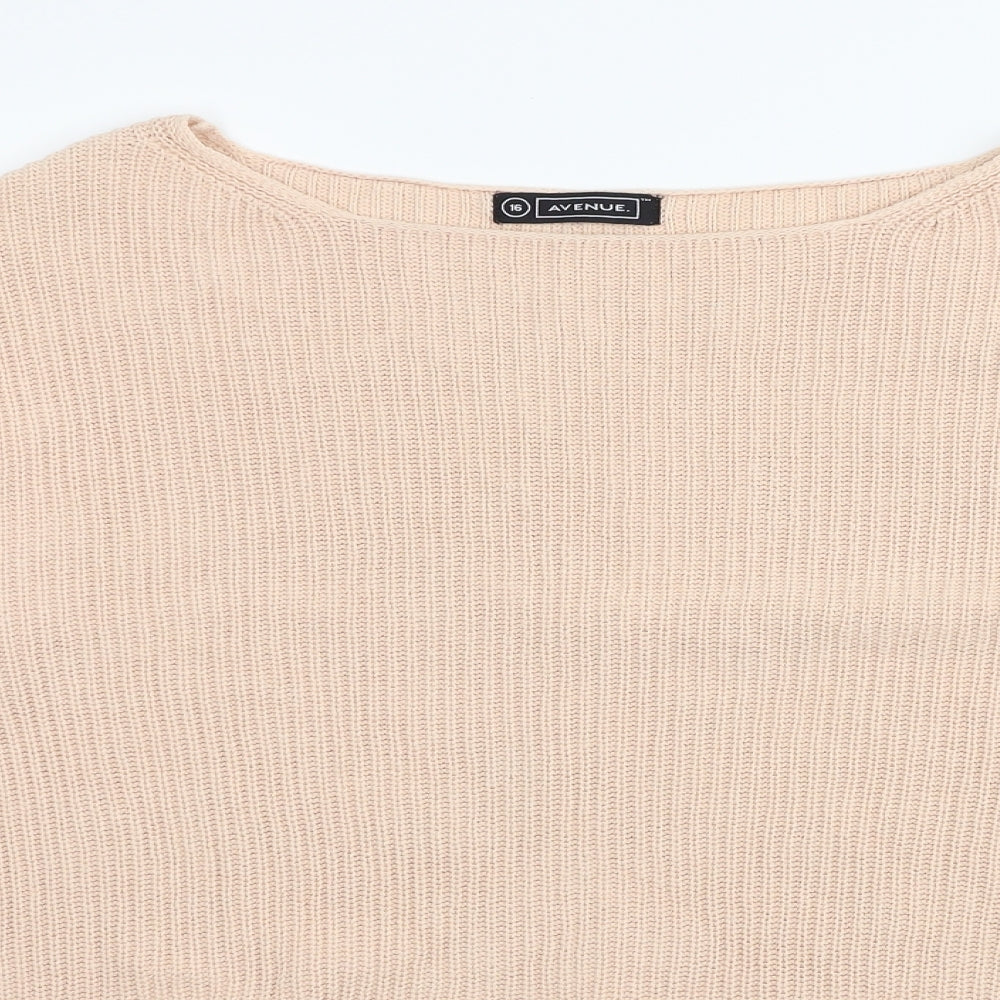 Close-up detail of Avenue women’s beige jumper, size UK 16