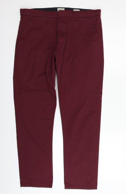 Matalan Womens Red Houndstooth  Trousers  Size 34 in L30 in